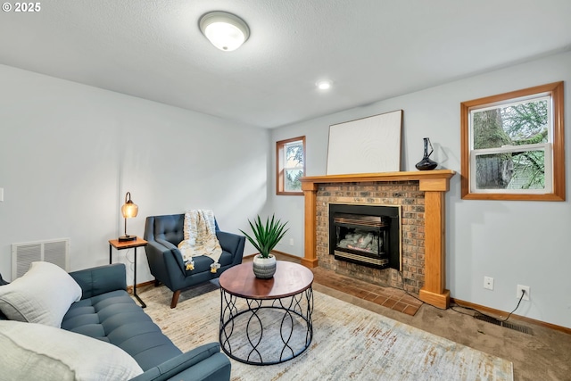 3870 Ashford Dr, Eugene, OR 97405 - living room with baseboards, a fireplace, recessed lighting, and carpet floors