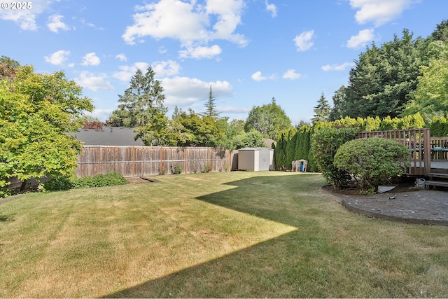8670 SW Indian Hill Ln, Beaverton, OR 97008 - fenced backyard with a storage shed and a wooden deck