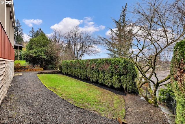 view of yard with fence