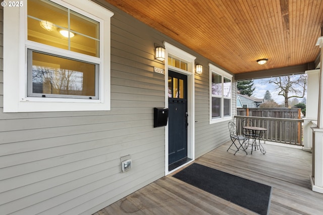 deck with covered porch