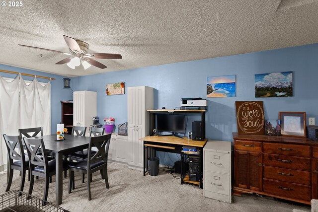 2653 SW 18th Pl, Gresham, OR 97080 - dining area with a ceiling fan, light colored carpet, and a textured ceiling