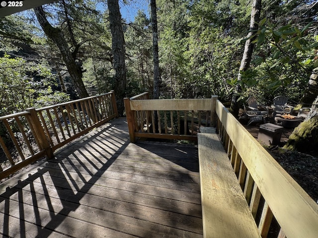 deck with a fire pit