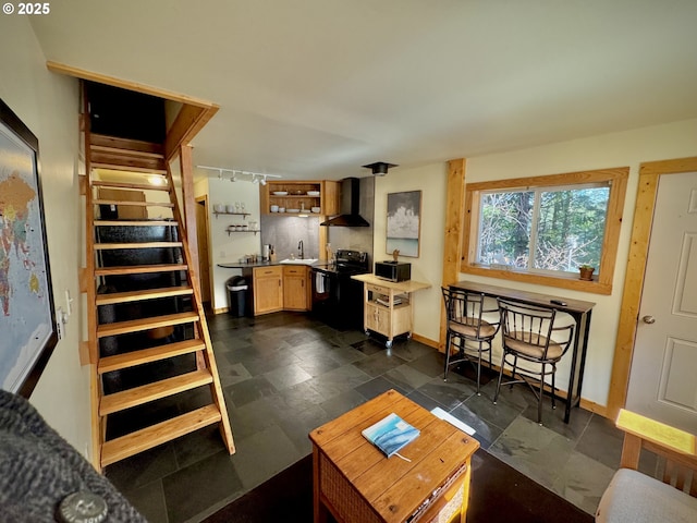 living room featuring sink