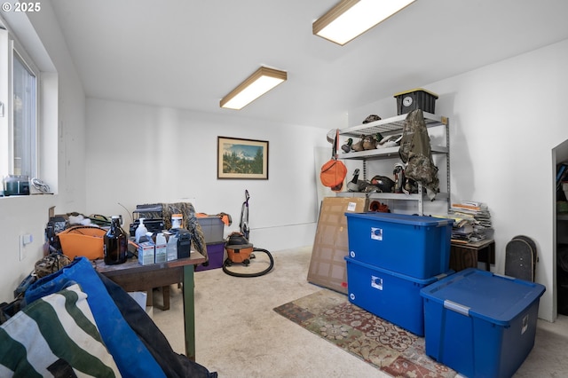 view of carpeted home office