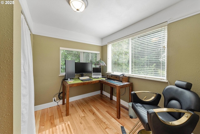 9333 SW 4th Ave, Portland, OR 97219 - office area featuring wood finished floors, plenty of natural light, and baseboards