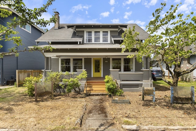 3003 SE 58th Ave, Portland, OR 97206 - view of front of home with a porch, a chimney, and roof with shingles