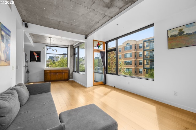 1234 SW 18th Ave Unit 305, Portland, OR 97205 - living area with baseboards and wood finished floors