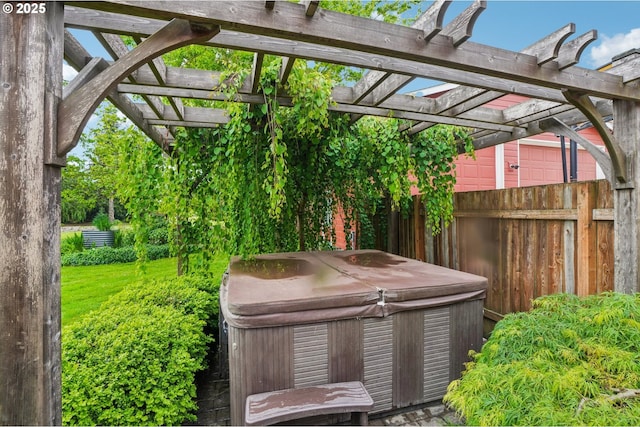 12875 Peggys Pl, Hubbard, OR 97032 - view of patio with a pergola and a hot tub
