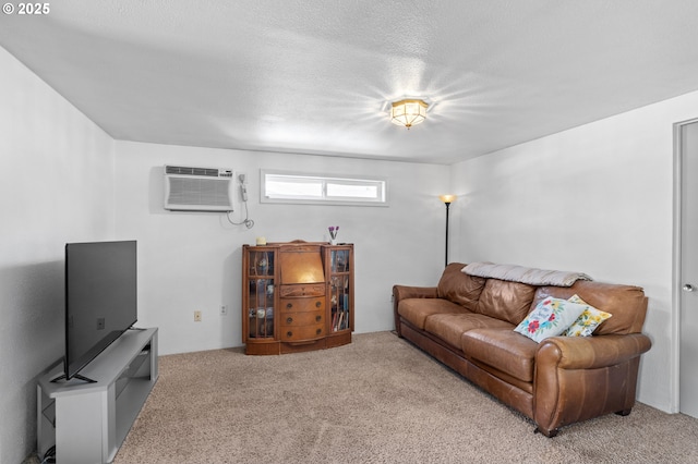 814 SW 44th St, Pendleton, OR 97801 - carpeted living area featuring an AC wall unit and a textured ceiling