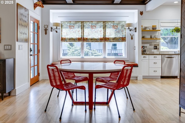 dining area featuring a healthy amount of sunlight and light wood finished floors