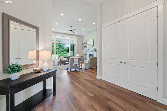 1825 NW Tanner Ct, Camas, WA 98607 - hall with wood finished floors and recessed lighting