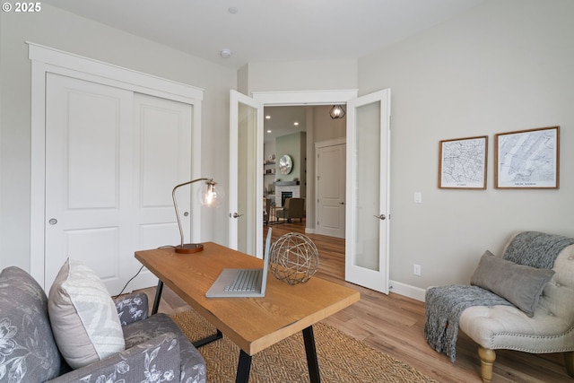 1825 NW Tanner Ct, Camas, WA 98607 - office space featuring light wood-style floors, baseboards, and french doors