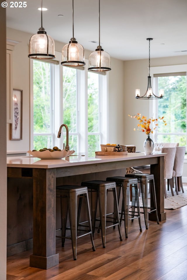 1825 NW Tanner Ct, Camas, WA 98607 - bar area featuring wood finished floors, pendant lighting, and recessed lighting