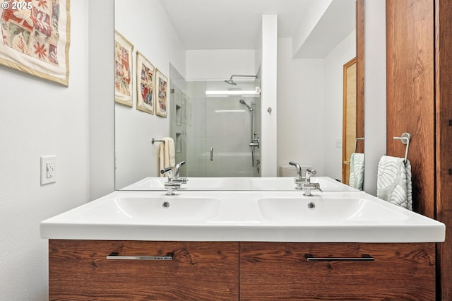 2024 SW Howards Way, Portland, OR 97201 - full bathroom featuring a shower with door and double vanity