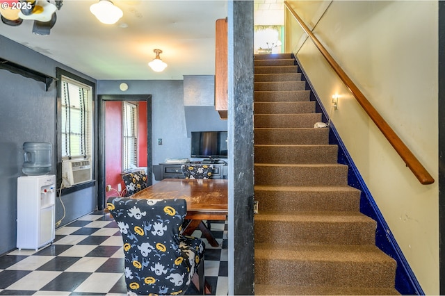 103 NW 4th St, Willamina, OR 97396 - stairway featuring tile patterned floors and cooling unit