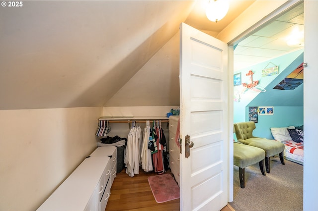 103 NW 4th St, Willamina, OR 97396 - walk in closet with lofted ceiling and wood finished floors