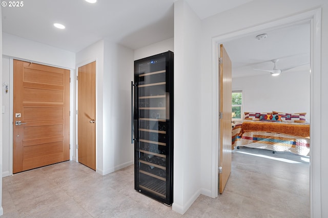34926 SW Johnson School Rd, Cornelius, OR 97113 - corridor with wine cooler and recessed lighting