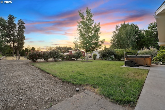 34926 SW Johnson School Rd, Cornelius, OR 97113 - yard at dusk featuring a hot tub and a yard