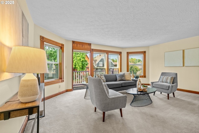 3147 SE Belmont St, Portland, OR 97214 - living area featuring carpet floors and a textured ceiling