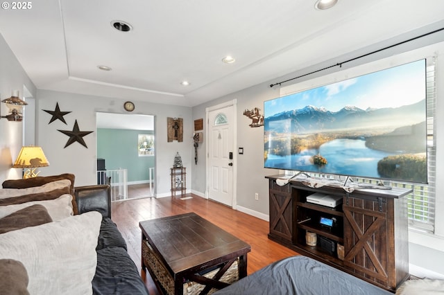 living room featuring light hardwood / wood-style floors