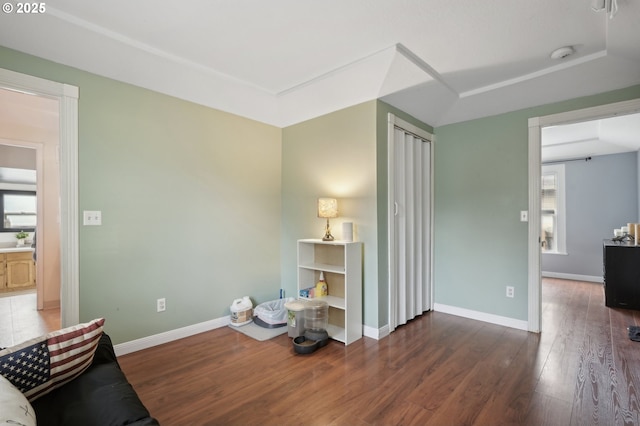 interior space featuring dark wood-type flooring