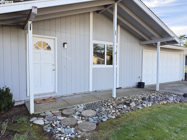 entrance to property with a garage