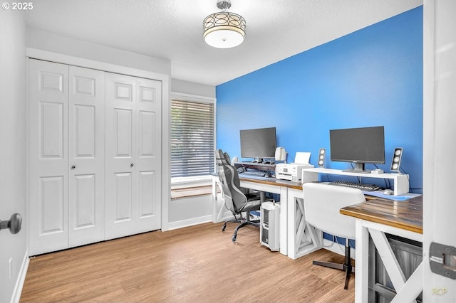 18365 SW Springfield St, Beaverton, OR 97078 - office area with wood finished floors, baseboards, and a textured ceiling