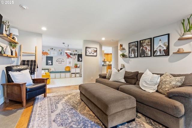 13527 SW Ashbury Ln, Portland, OR 97223 - living area with light wood-style floors and recessed lighting