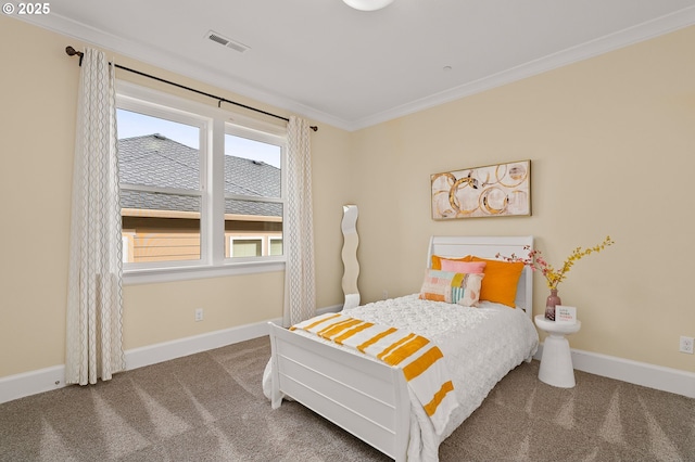 4018 NW Riggs Dr, Portland, OR 97229 - carpeted bedroom featuring visible vents, baseboards, and crown molding