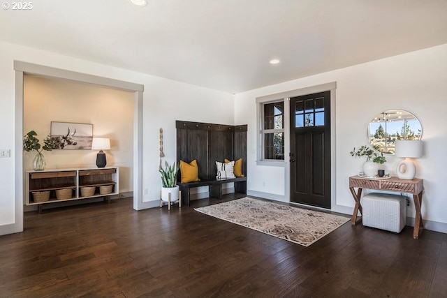 entryway with dark hardwood / wood-style floors