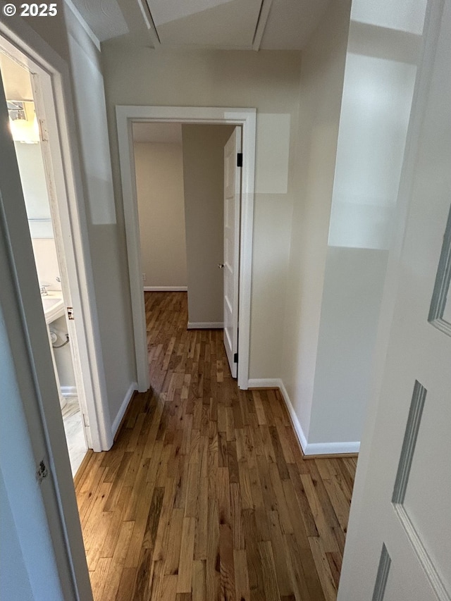 9804 NE 2nd St, Vancouver, WA 98664 - hall with attic access, light wood-style flooring, and baseboards