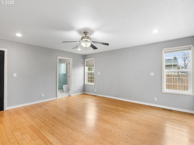 13145 SW 61st Ave, Portland, OR 97219 - unfurnished room with ceiling fan, light wood-style floors, baseboards, and recessed lighting