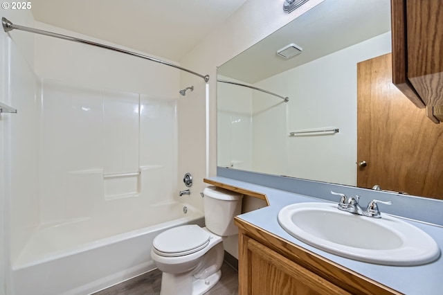 21122 NW Cannes Dr, Portland, OR 97229 - full bath featuring  shower combination, vanity, and wood finished floors