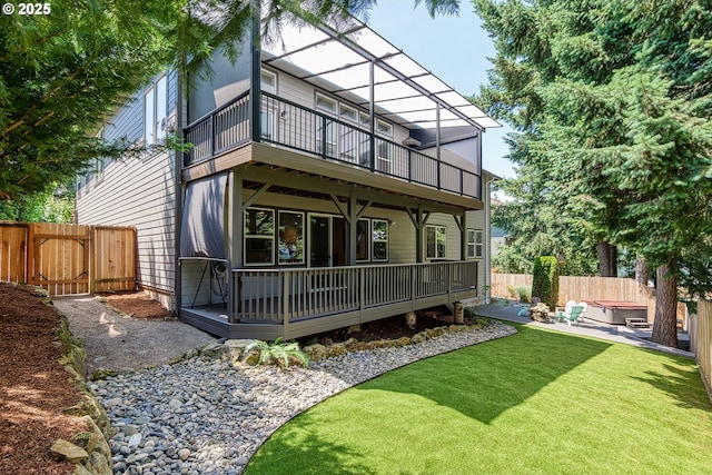 15110 Oyer Dr, Oregon City, OR 97045 - back of property with a hot tub and a balcony