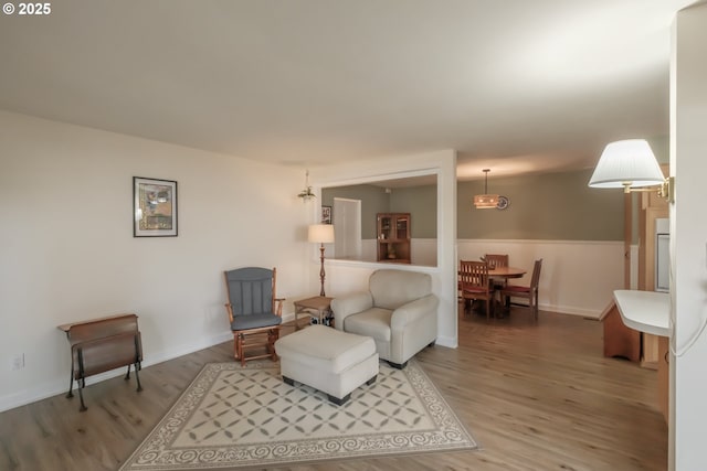 living room featuring light wood-style flooring