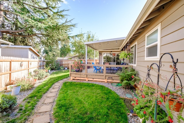 view of yard featuring a fenced backyard