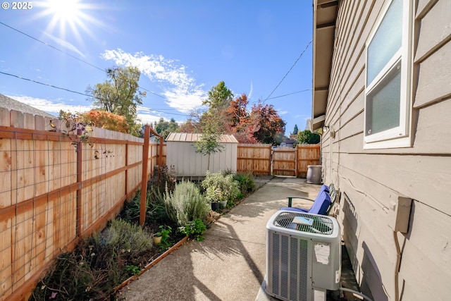 view of patio / terrace featuring central AC and a fenced backyard