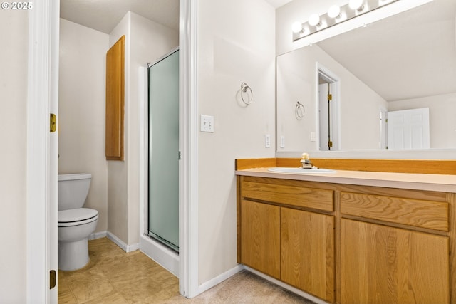 2494 Cubit St, Eugene, OR 97402 - full bath featuring a stall shower, toilet, vanity, and baseboards