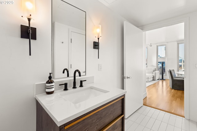 bathroom featuring vanity and tile patterned floors