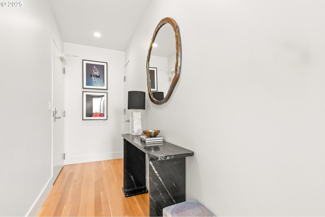 hall featuring light hardwood / wood-style flooring