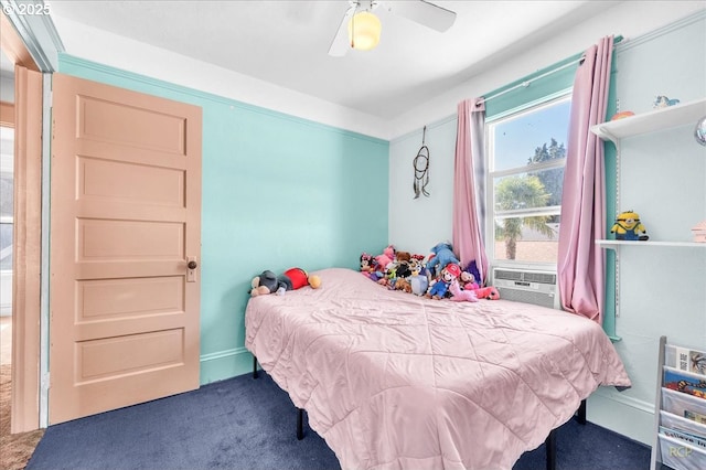 8014 N Johnswood Dr, Portland, OR 97203 - bedroom with carpet flooring, a ceiling fan, and cooling unit