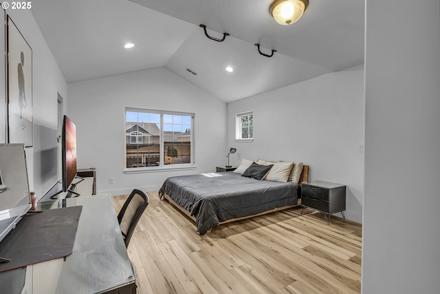 2646 N Lambert St, Cornelius, OR 97113 - bedroom with light wood finished floors, lofted ceiling, and recessed lighting
