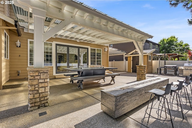 2646 N Lambert St, Cornelius, OR 97113 - view of patio / terrace featuring exterior kitchen, a bar, and a shed