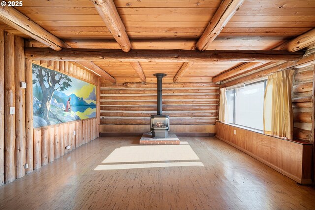 bathroom featuring wood-type flooring, lofted ceiling, sink, wood ceiling, and toilet