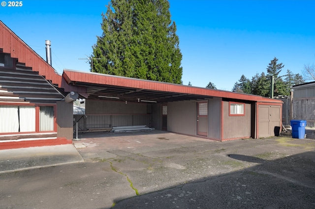 garage with a carport