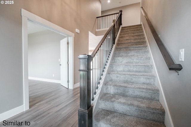 342 NE Cedar St, Sublimity, OR 97385 - staircase featuring wood finished floors and baseboards