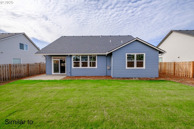 342 NE Cedar St, Sublimity, OR 97385 - back of property featuring a patio area and a shingled roof