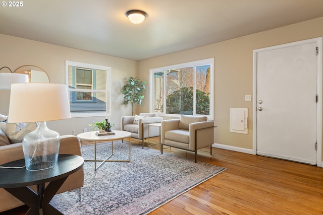 living room with light wood-type flooring