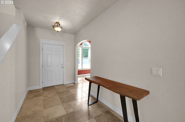 3435 Meadow View Dr, Eugene, OR 97408 - foyer with baseboards and vaulted ceiling