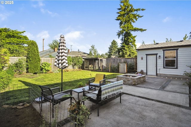 7615 SE 66th Ave, Portland, OR 97206 - view of patio / terrace featuring a fire pit